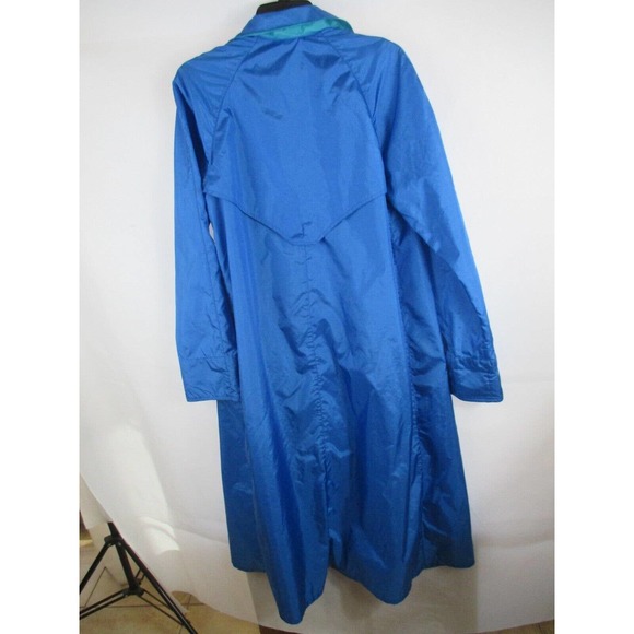 The Totes Coat 8 Jacket Trench Rain Belted Blue Light Nylon 80's Vintage - Picture 4 of 5